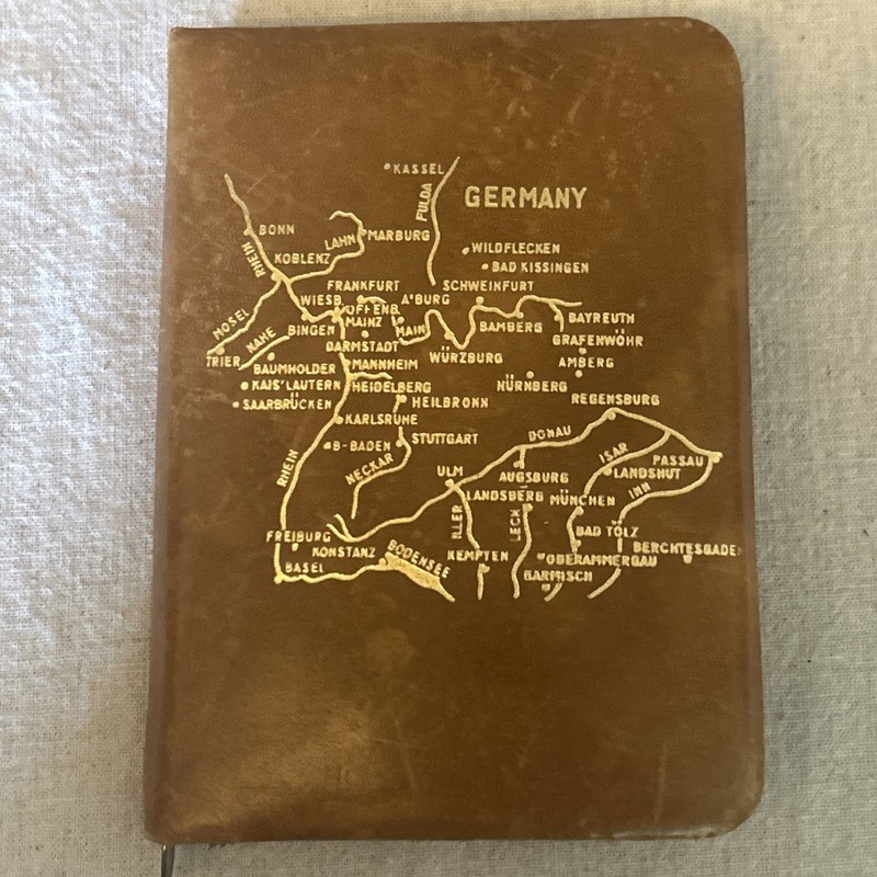 Vintage West Germany Travel Manicure Kit Set Brown Zip Case collectible WW2