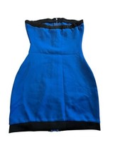 Forever 21 Dress Women Small Blue Strapless Mini Casual Party Dress Full Zip EUC