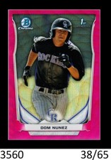 1-2014 BOWMAN CHROME PINK WAVE REFRACTOR DOM NUNEZ ROCKIES 38/65 