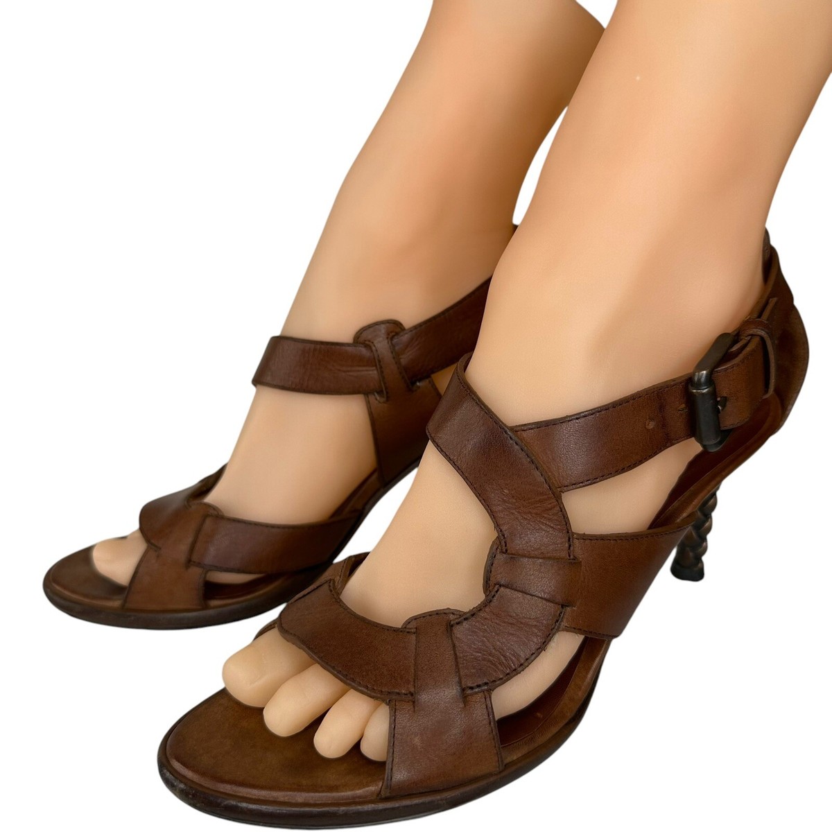 【関税&送料込】Bottega Veneta Sandals Brown Bottega Veneta Leather Strappy Sandals Brown Size US 5.5 EU