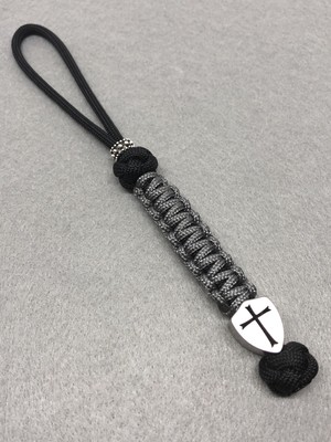 550 paracord combo knife lanyard jet black and gray cord with titanium shield ebay ebay