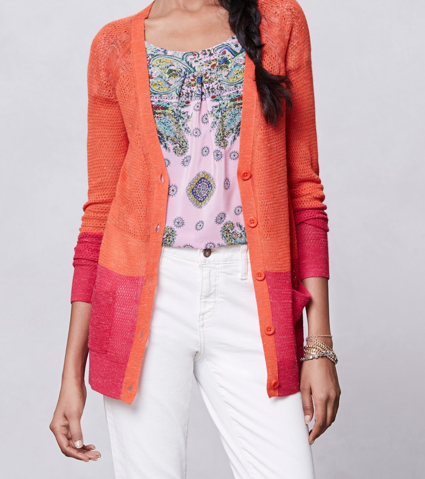 Moth Boyfriend Colorblock Pointelle Cardigan Size XS, M, L NW