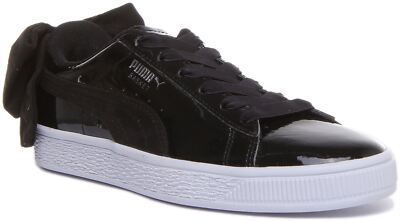 Puma Basket Bow Slip On Womens Sneaker In Black Patent Size US