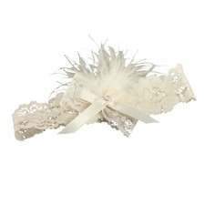 Vintage Feather Brooch Wedding Garter Small Ivory