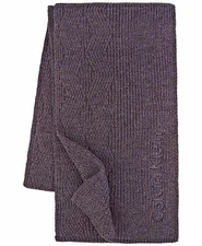 $150 Calvin Klein Men Black Ribbed Logo Unisex Muffler Warm Winter Shawl Scarf