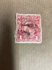 George V 1 D Stamps used  Australia Red on White