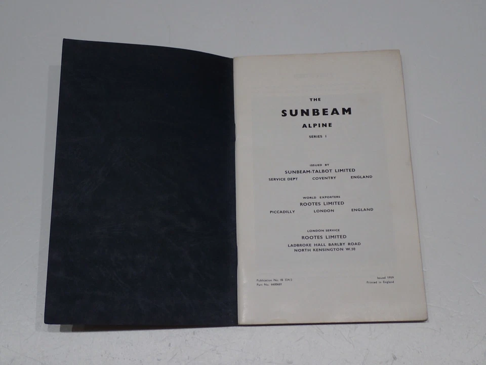 SUNBEAM ALPINE OWNER'S HANDBOOK USO E MANUTENZIONE 1959 - Immagine 2 di 4