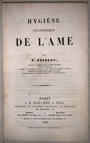 SIGNED, 1860, 1st Ed, P FOISSAC, HYGIENE PHILOSOPHIQUE DE L'AME, LEATHER, FRENCH - Picture 4 of 6