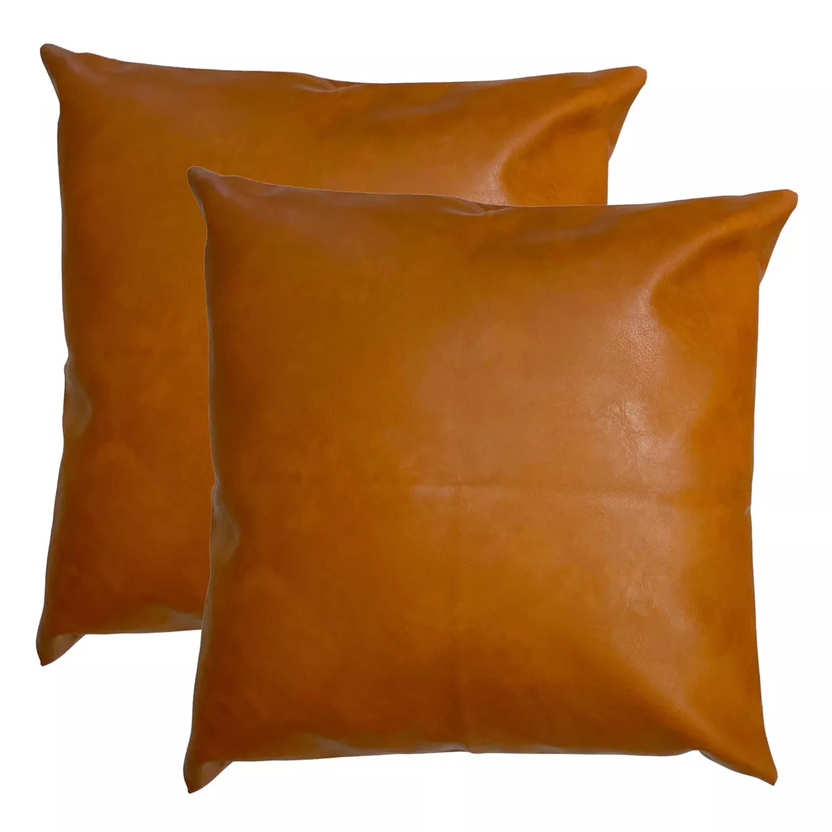 Faux Leather Decorative Pillow Covers Camel Leather Accent
