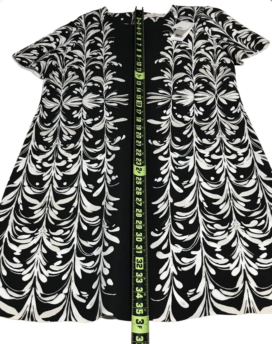Abito elasticizzato nuovo con etichette Tory Burch stampa pennello sinfonica stampa spazzola $295 guaina XL (M L?)