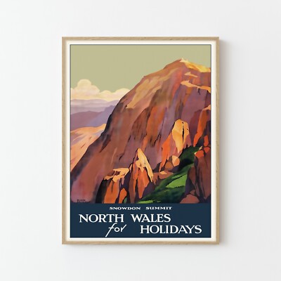 Wales Snowdon Großbritannien Vintage Reise Poster Fine Art Print | Wohndeko