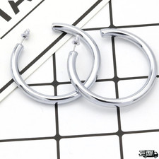 925 Sterling Silver 50mm/2 inch Large Round Hoop Tubular LightWeight Earrings R6