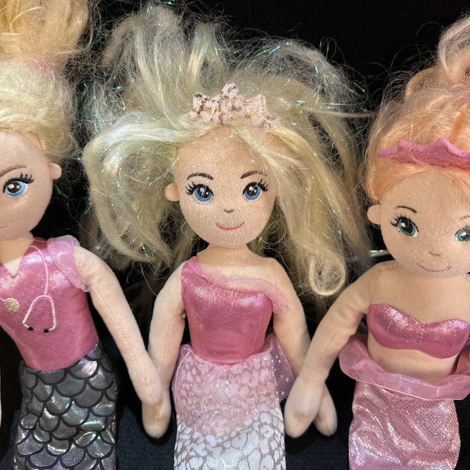 Lote de 3 Muñecas Aurora 18" Brillos Sirena Suave Juguete de Peluche Colas Rosa Doctor Foto 3 de 4