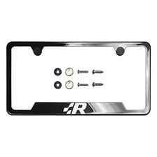 Black Chrome Custom Laser Etched Bottom Cut License Plate Frame With Screw Caps