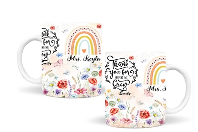 Thank you Mrs Mr Teacher Child Name Personalise Tea Coffee Mug  White 11Oz