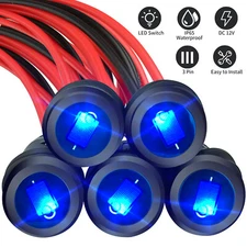 5X Blue LED Light 12V Round Toggle Switch SPST On/Off Car Boat Marine Waterproof