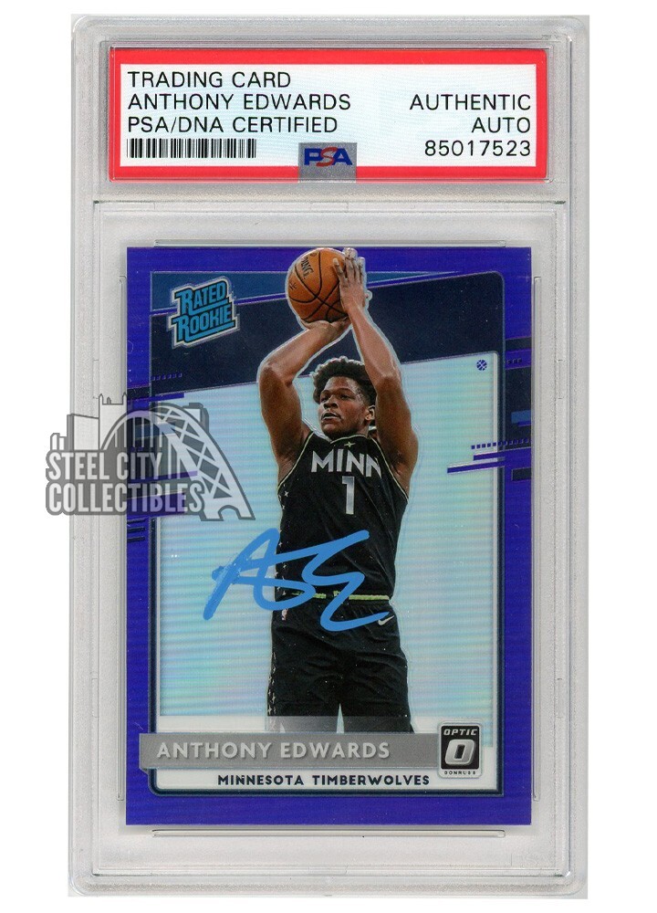 Anthony Edwards 2020-21 Optic Rated Rookie Purple Auto #151 PSA/DNA (Light Blue) 