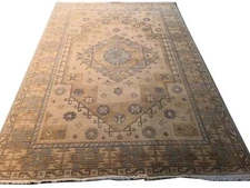 6x9' New Geometric Oushak Rug Neutral Colors #F-5727