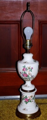 Vtg WEDGWOOD Urn Table Lamp CHARNWOOD Bone China Brass England 31.5'' Floral RARE