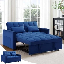 Sofa Bed Couch Sleeper Loveseat Convertible Pull-Out Bed Couch With Side Pockets