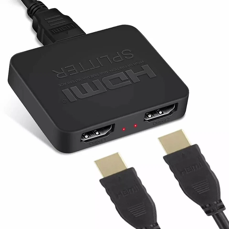 HDMI Splitter 1 Input 2 Output 4K HD Dual Output Adapter Cable 1 In 2 Out UHD - Image 2 of 4