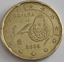 Spain 20 Euro Cents 2009, Coin, Juan Carlos I, Cervantes