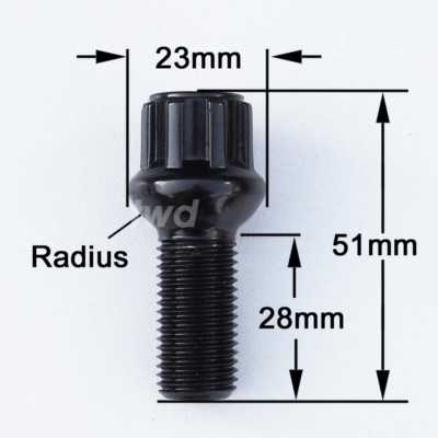 Black Alloy Wheel Locking Bolts For Porsche 911 996 997 991 – Radius M14x1.5 Set