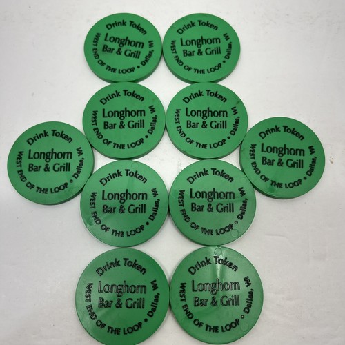 Bar Drink Tokens Chips Longhorn Bar & Grill Dallas WI Lot of 30 Red Green Gold - Picture 12 of 18