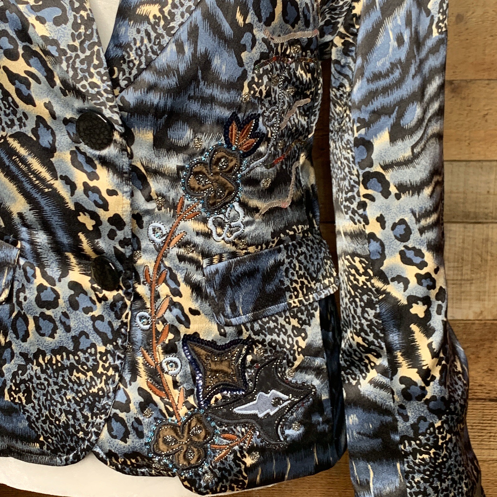 ANAGE TOO Animal Print Patchwork Embellished Bead… - image 4