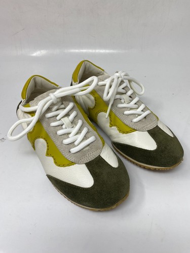 Tory Burch Women's Tory Serif Sneaker Tumbled Leather - Green W Size 5 - Picture 4 of 6