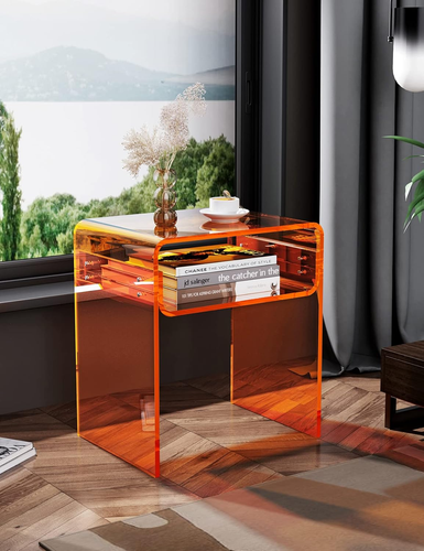 Acrylic Side Table, U-Shape Bedside Table Nightstand for Living Room Bedroom, 40 - Picture 2 of 12