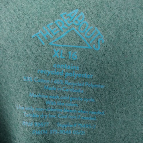 ThereAbouts Sweatshirt Girl's XL 16 North Sea Green Ruffle Pullover Top Fleece - Picture 6 of 7
