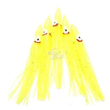 Fish WOW!® 4.75" Fishing Squid Skirts Octopus 12cm Hoochies lot  Light Yellow
