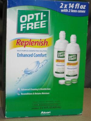 Opti-Free Replenish Multi-Purpose Disinfecting Solution w/ 2-Lens Case 2 x 14oz