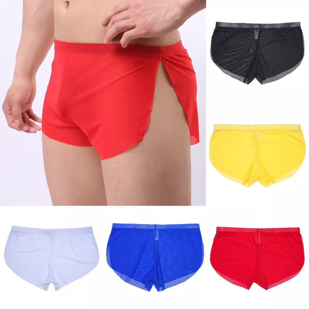 Mens sheer split shorts sale