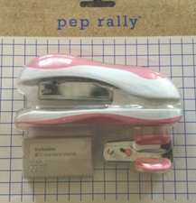 STAPLES "Pep Rally" Compact Stapler Set , Pink/White color