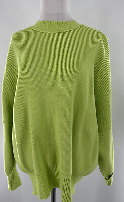 Women's Free People Neon Green Crew Neck Oversized Sweater Women's Free People Neon Green Crew Neck Oversized Sweater