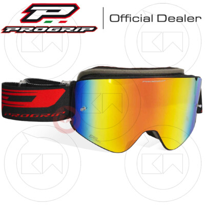 PROGRIP MAGNETIC MOTO CROSS ENDURO 3205 MASK Matte Black/Red Mirror Lens