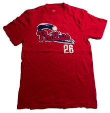 Chase Utley 26 Philadelphia Phillies Youth Large 10/12 Red MLB T-Shirt NEW