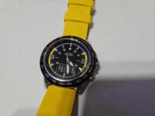Vintage Men's Guess Waterpro Stainless Steel Analog Digital Watch Yellow 45mm