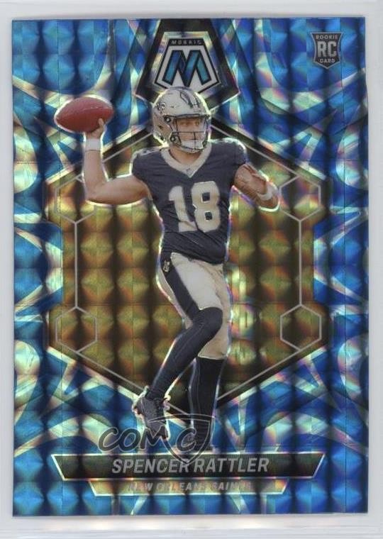 2024 Panini Mosaic Rookies Reactive Blue Prizm Spencer Rattler #393 Rookie RC