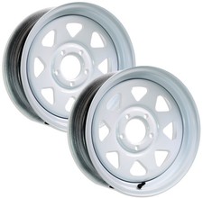 Ecustomrim 2-pack Trailer Wheel 15 Inch 15x5 5 Lug On 4.5 White Spoke Wheel