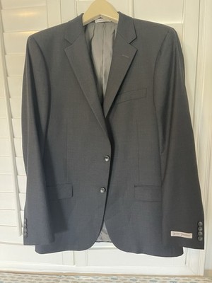 Hickey Freeman Men s 42L Charcoal Grey Wool Milburn Suit Blazer USA