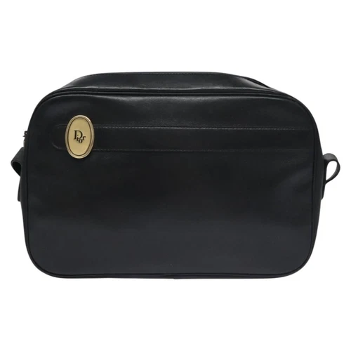 Sac à bandoulière en cuir noir logo Dior authentique