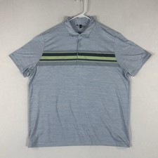 Adidas Golf Polo Shirt Mens 2XL Blue Striped Short Sleeve Polyester Performance