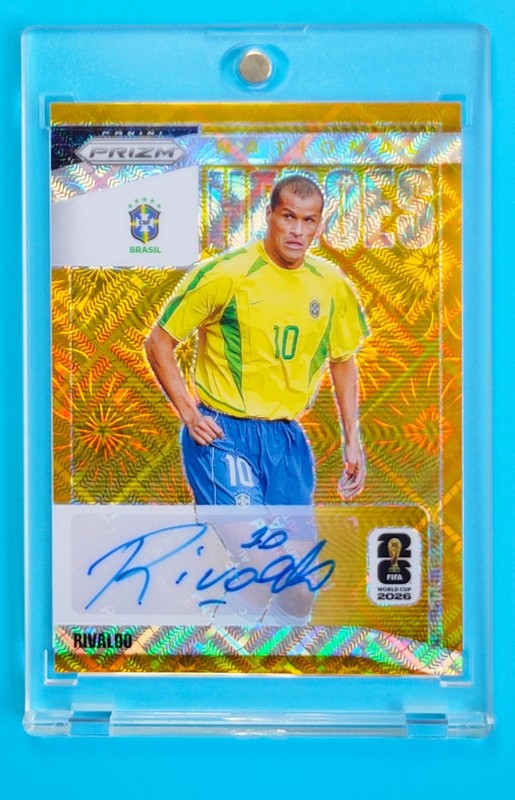 2026 Prizm Fifa World cup Brazil Rivaldo National Heroes Gold Auto 4/5