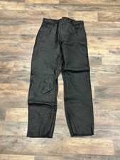 Vintage Echtes Leder Genuine Leather Mens Sz 40 Black Biker Pants Button-Fly Y2K