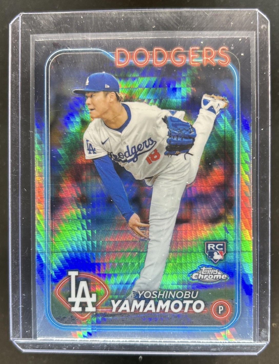 2024 Topps Chrome Yoshinobu Yamamoto RC Prism Refractor Rookie #18 Dodgers