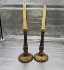 vintage 9" tall Pair French Candlesticks antique Brass candle holders