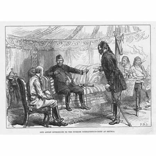 RUSSO TURKISH WAR War Artist Introduced to the Turkish Chief Antique Print 1877